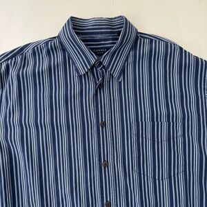 Canali Shirt Mens Extra Large XL Blue Stripe Long Sleeve Shirt Button Up Italy